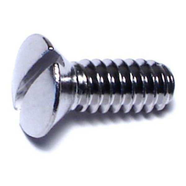 Midwest Fastener #10-24 x 1/2 in Slotted Oval Machine Screw, Chrome Plated Brass, 15 PK 70145